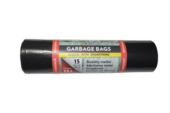 Picture of GARBAGE BAGS 35 L TIE BLACK DENR 15 PCS
