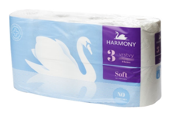 Изображение ТУАЛЕТНАЯ БУМАГА HARMONY SOFT 8 ШТ. (3 СЛОЯ) (1 рулон/17,5 м)