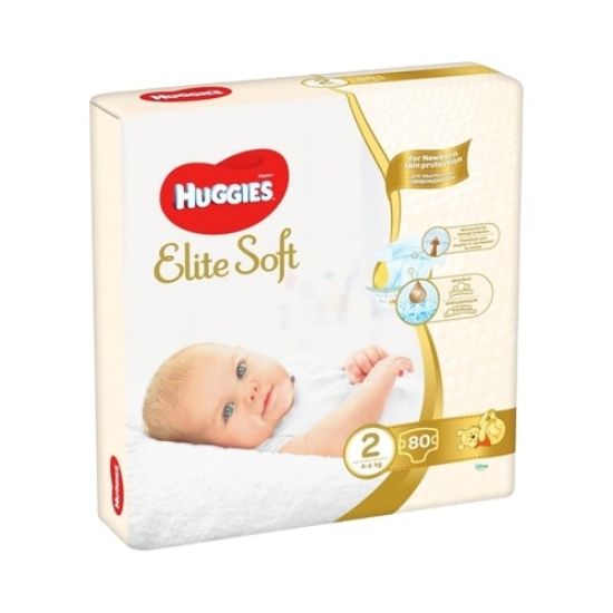 Изображение ПОДГУЗНИКИ HUGGIES ELITE SOFT NEWBORN MEGA 80 ШТ 4-6 КГ