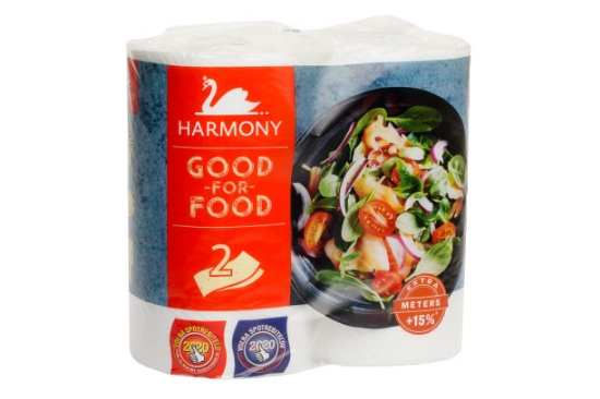 Изображение БУМАЖНЫЕ ПОЛОТЕНЦА HARMONY GOOD FOR FOOD 2 ШТ. 90 КРУГОВ (1 РУЛОН/ 19 М)