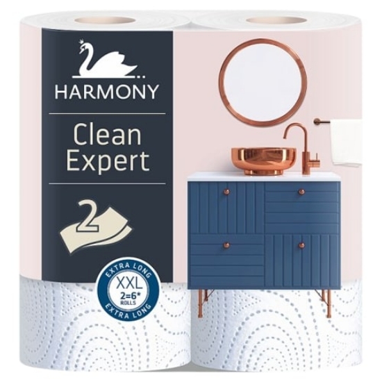 Изображение БУМАЖНЫЕ ПОЛОТЕНЦА HARMONY CLEAN EXPERT 2 ШТ. 160 КРУГОВ (1 РУЛОН/ 35 М) (2 СЛОЯ)