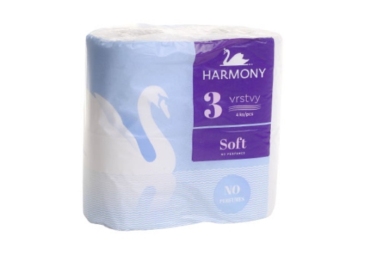 Изображение ТУАЛЕТНАЯ БУМАГА HARMONY SOFT 4 ШТ. (3 СЛОЯ) (1 рулон/17,5 м)