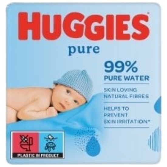 Изображение ВЛАЖНЫЕ САЛФЕТКИ HUGGIES PURE (3*56 ШТ.)