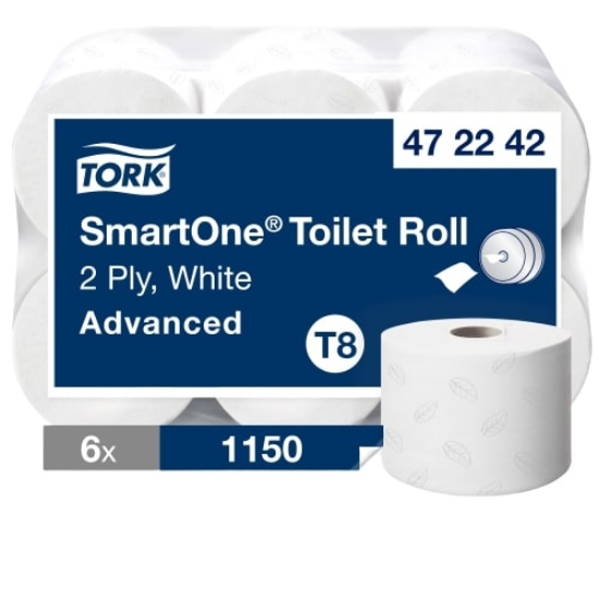 Picture of TOILET PAPER TORK SMARTONE T8 2 ROLLS 207 M WHITE 1150 PIECES