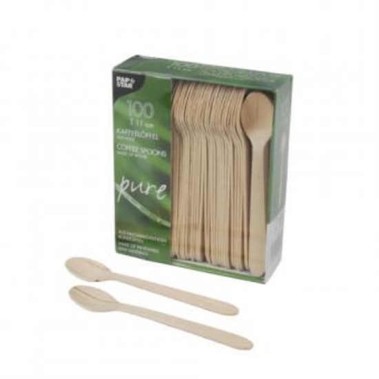 Picture of DISPOSABLE WOODEN SPOONS 11 CM 100 PCS